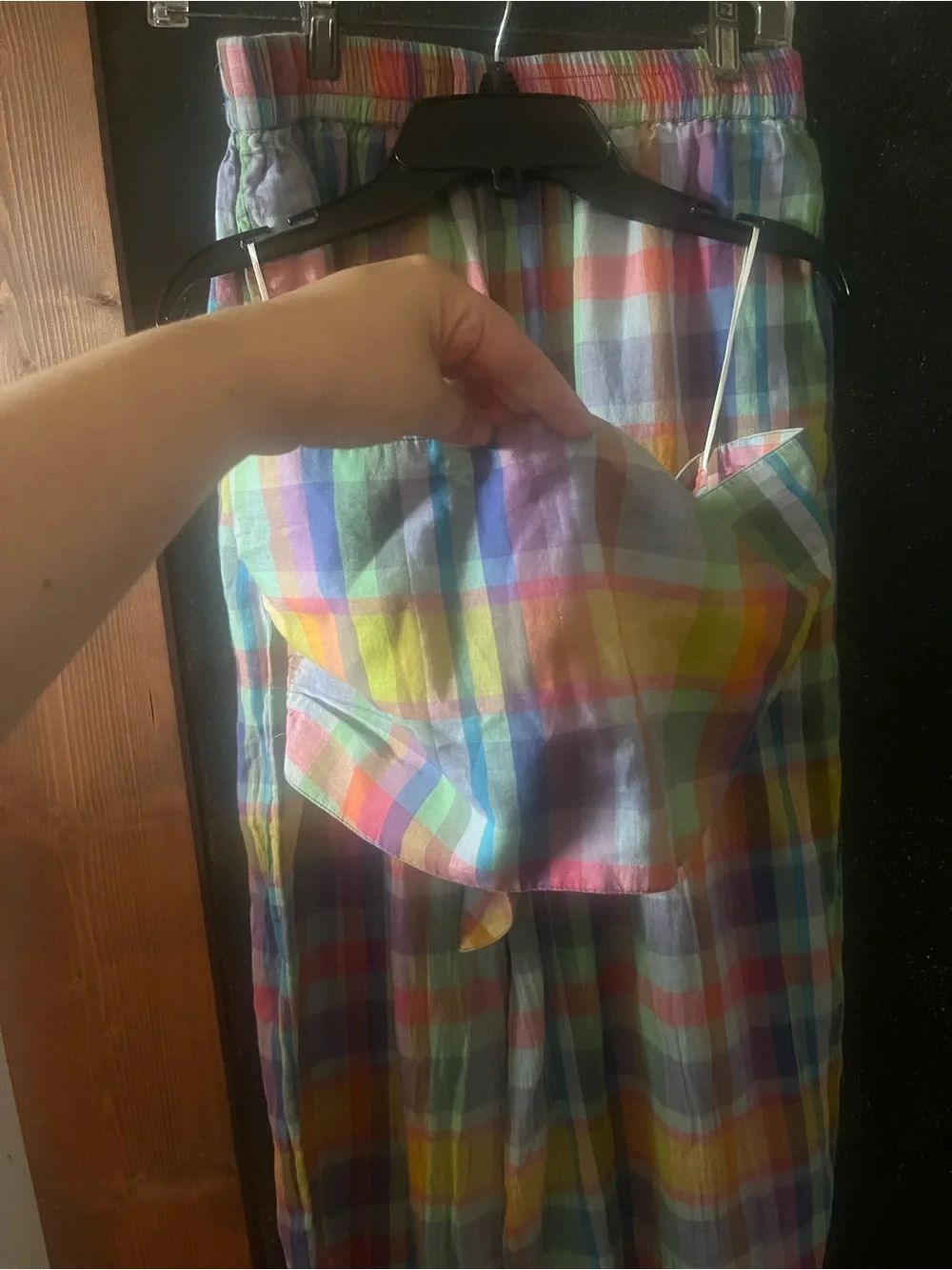 Free People Ticket To Paradise Plaid Pant Set Size M euc - Picture 9 of 10